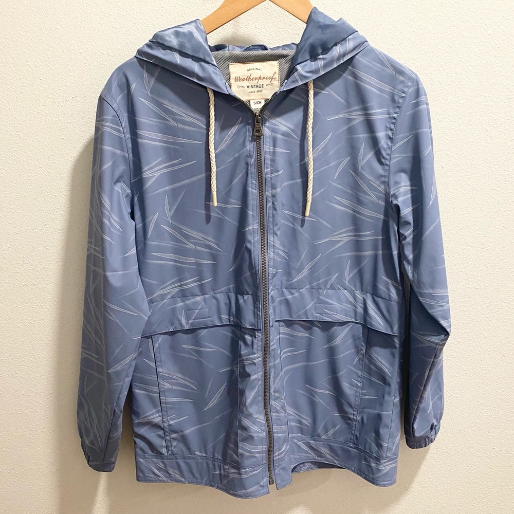 Original Weatherproof Vintage Zip Up Rain Jacket in Light Blue